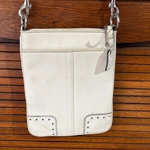 Coach Cream Crossbody Bag with Silver Accents